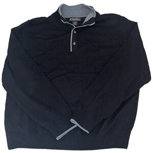 Brooks Brothers Mens L Blue Extra Fine 100% Italian Merino Wool Sweatshirt